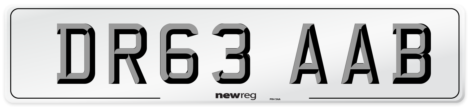 DR63 AAB Number Plate from New Reg